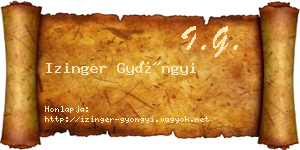 Izinger Gyöngyi névjegykártya